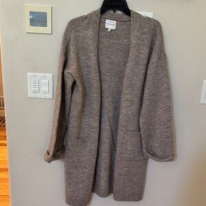 Pink Rose Taupe Open Front Cardigan